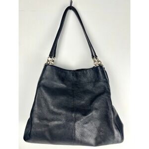 Coach Phoebe F35723 Black Pebbled Leather Shoulder Bag Gold Hardware Hobo